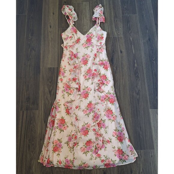 💙 Old Navy The Occasion Floral Maxi Flowy Flutter Strap Size 8 Dress Romantic C - Picture 1 of 8